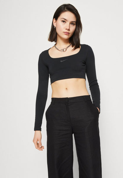 Nike Sportswear CROP - Langarmshirt - Black/(dark Smoke Grey)