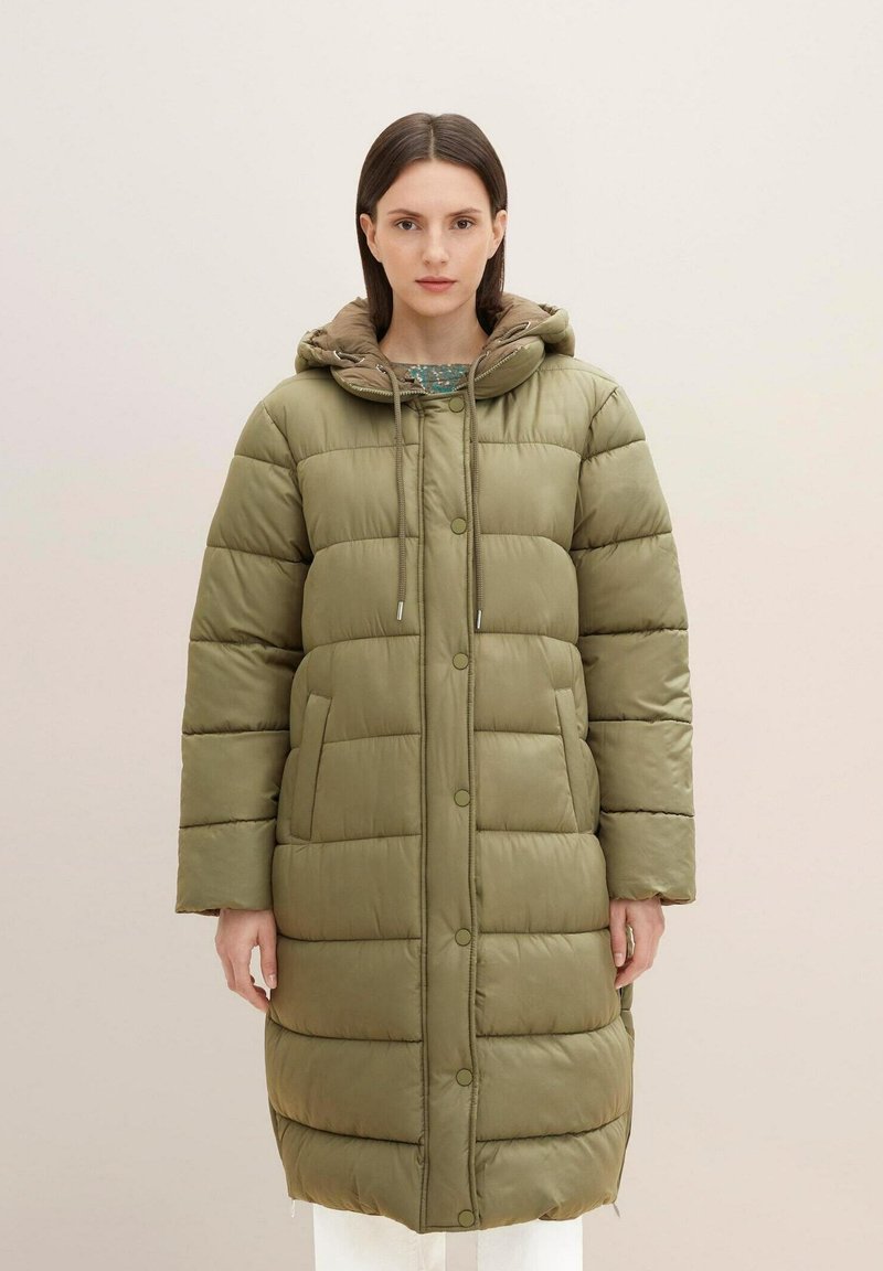 Tom Tailor PUFFER MIT KAPUZE - Wintermantel - Tree Moss Green
