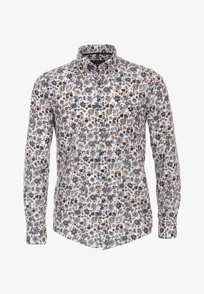  PRINT CASUAL FIT - Hemd - Mittelblau