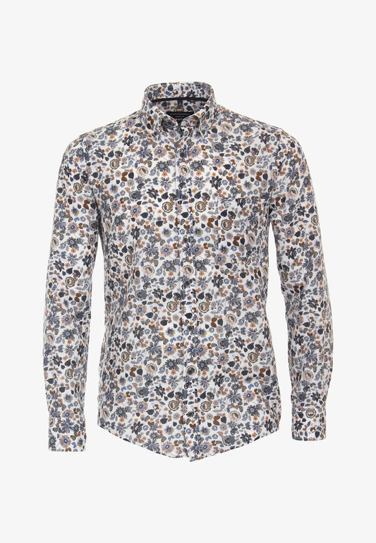  PRINT CASUAL FIT - Hemd - Mittelblau