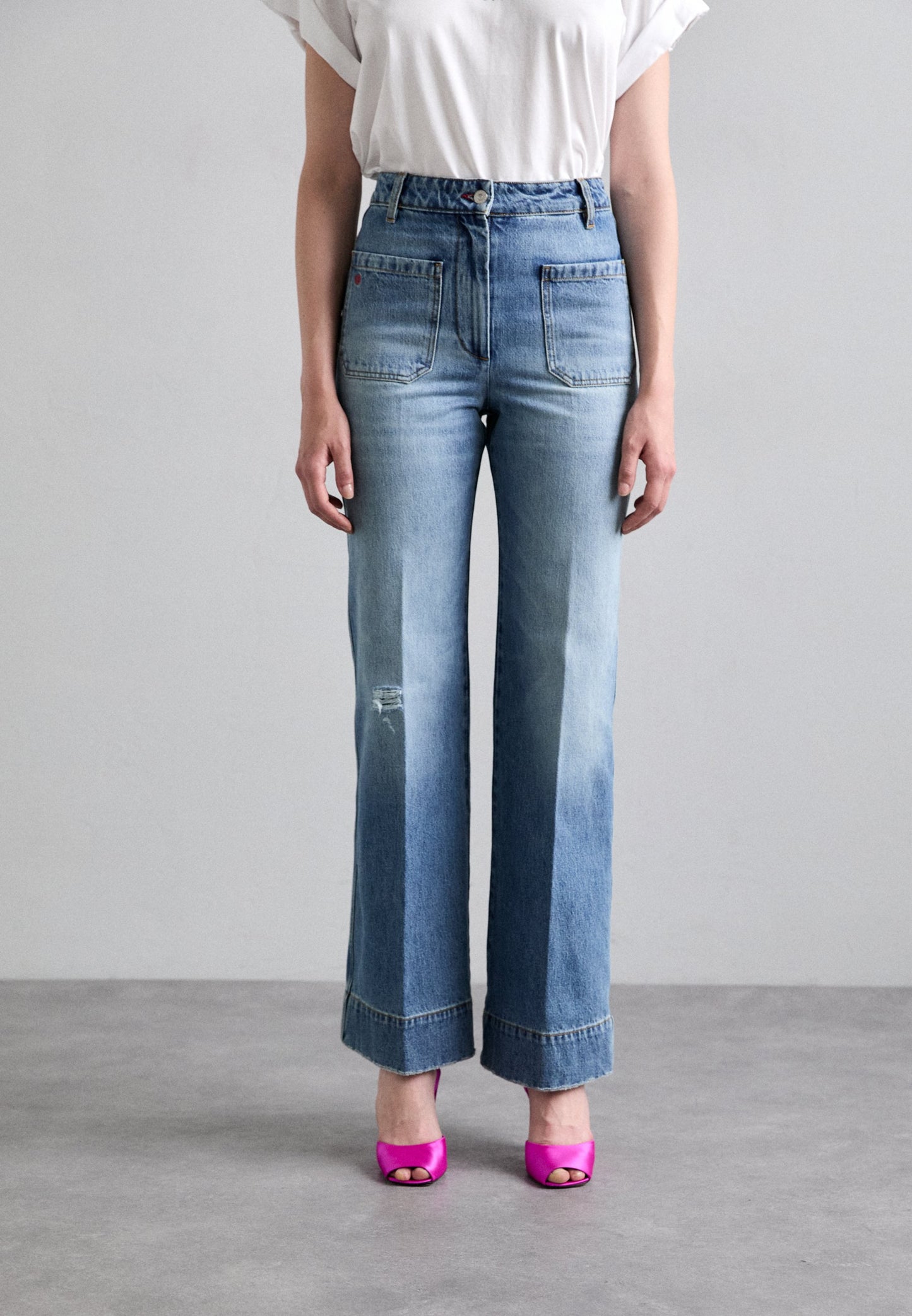 Victoria Beckham ALINA - Wide Leg - Worn Blue Wash
