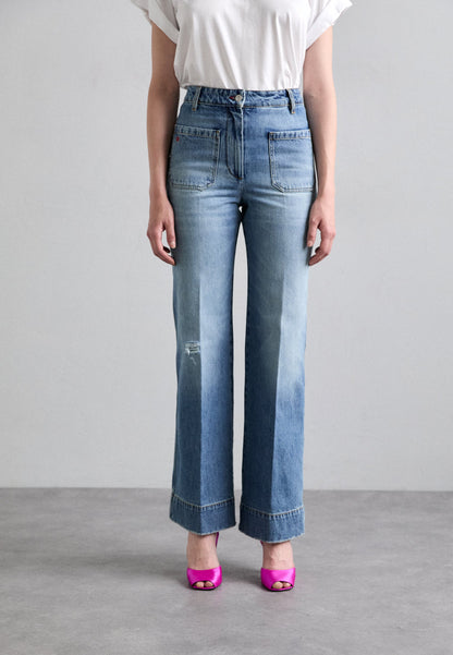 Victoria Beckham ALINA - Wide Leg - Worn Blue Wash