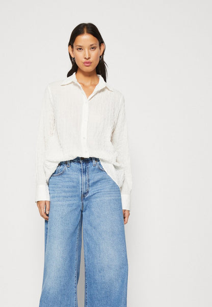 WEEKDAY CRINKLED SHIRT - Hemdbluse - Offwhite