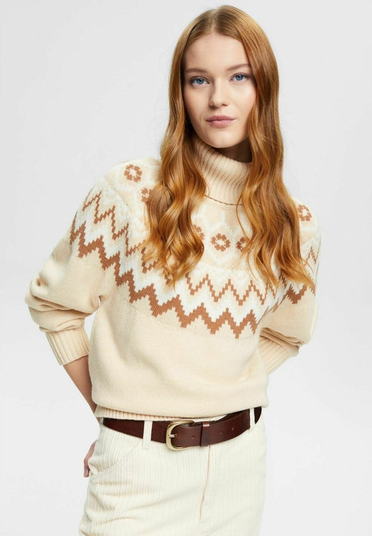 ESPRIT MIT TURTLE NECK - Strickpullover - Sand