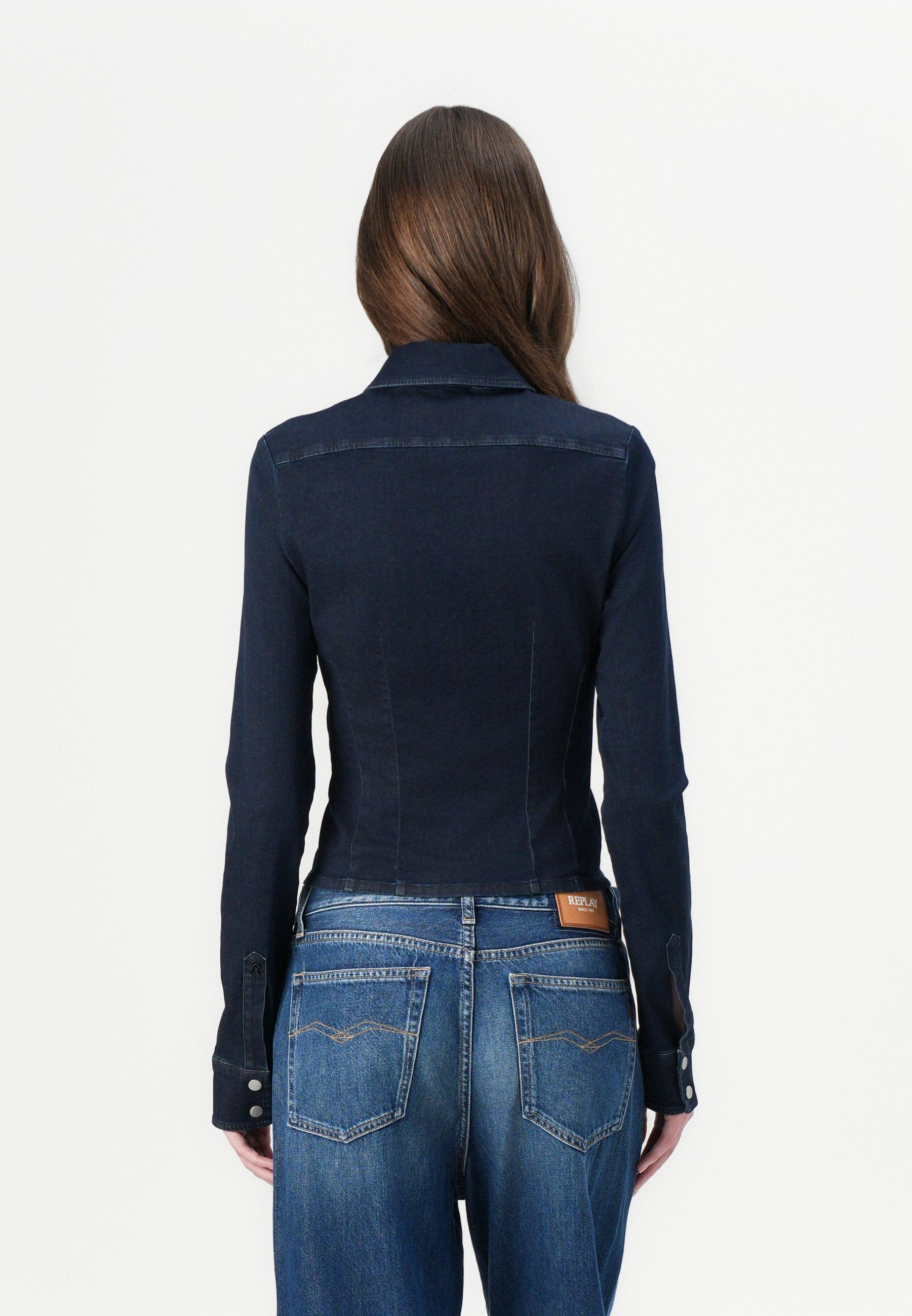 Replay FITTED TOUCH JACKET - Denim Jacket - Dark Blue