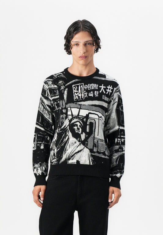 HUF WORLDWIDE COMMUTER SWEATER UNISEX - Jumper - Black