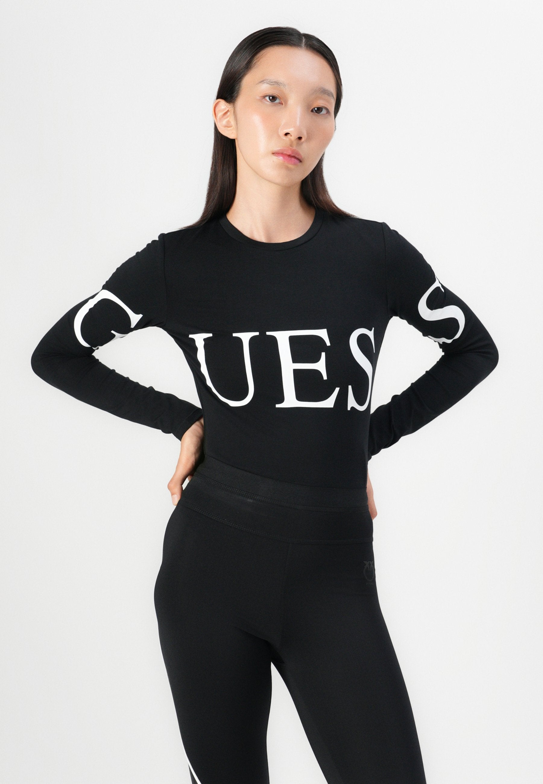 Guess LOGO - Long Sleeved Top - Jet Black