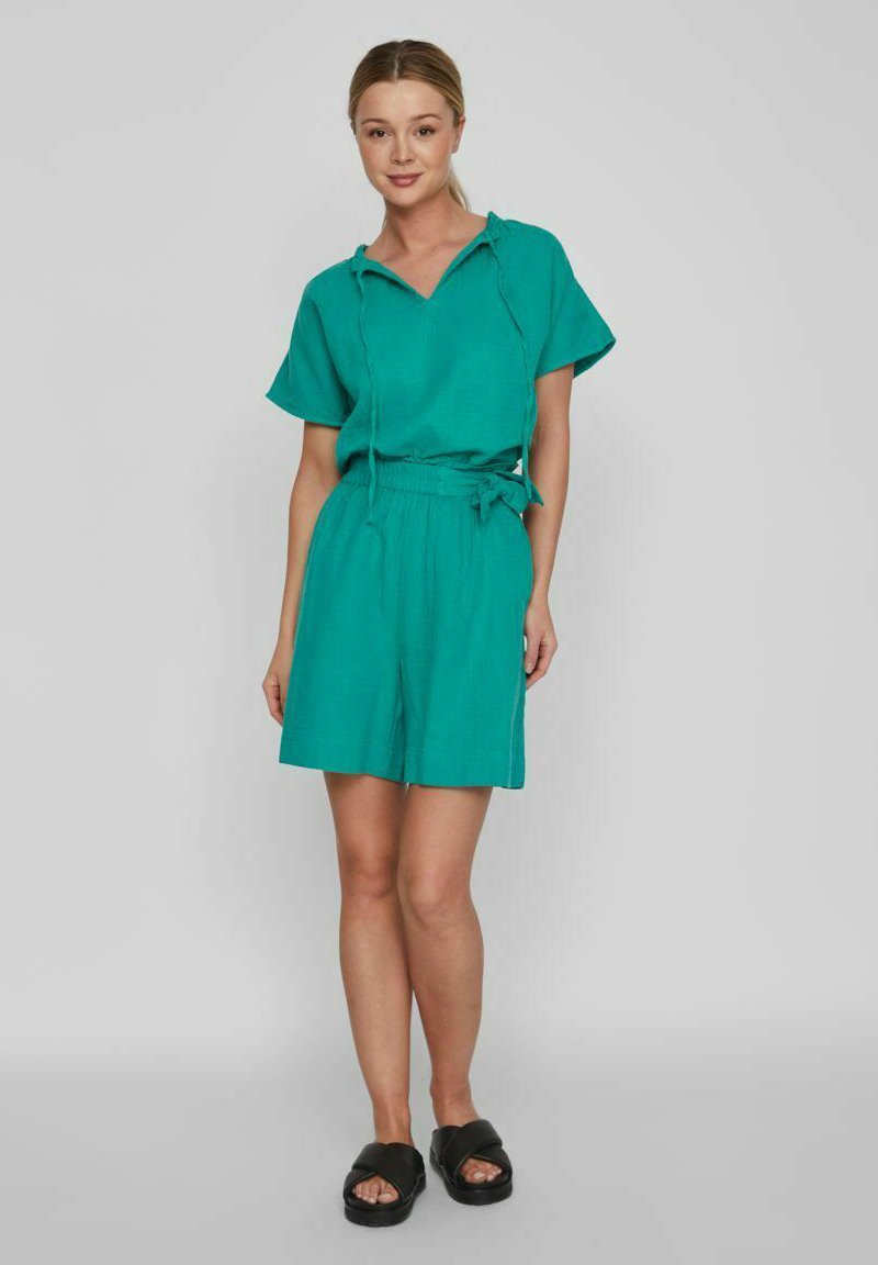 Vila MIT KURZEN ÄRMELN TIE NECK - Bluse - Alhambra