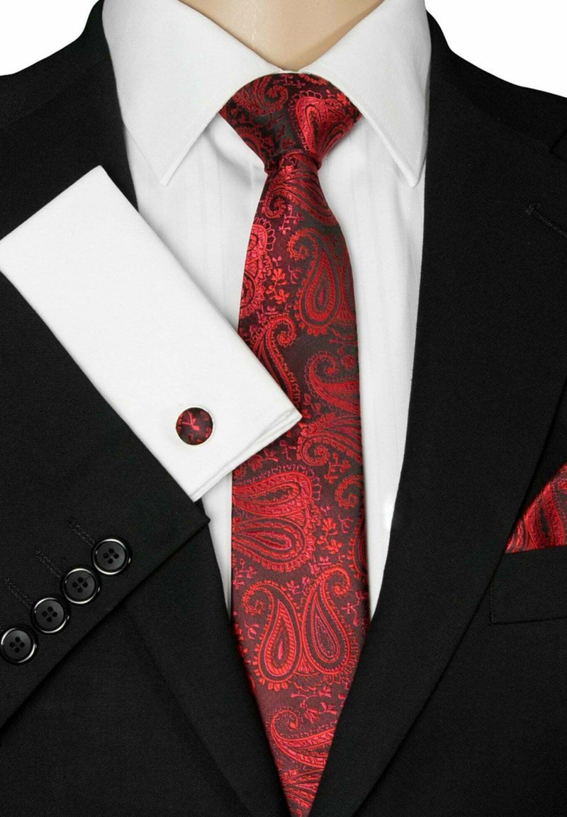  3-SET - Einstecktuch - Bordeaux/black