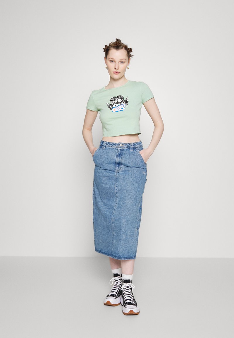 Obey Clothing JUNIPER MIDI SKIRT - A-Linien-Rock - Stonewash Indigo