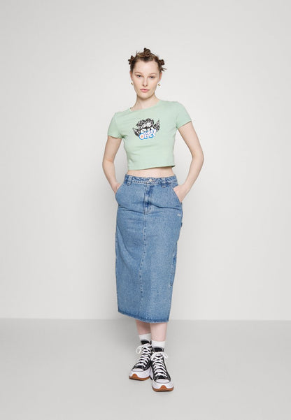 Obey Clothing JUNIPER MIDI SKIRT - A-Linien-Rock - Stonewash Indigo