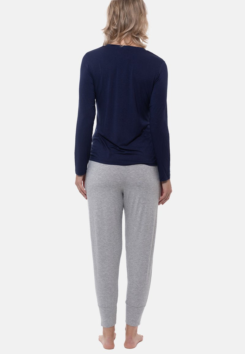 MEY SET - Nachtwäsche Set - Grey Melange True Blue