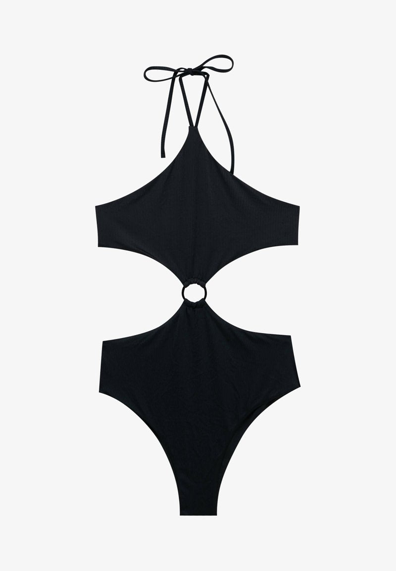 PULL & BEAR WITH CUT-OUT AND RING DETAIL - Badeanzug - Black