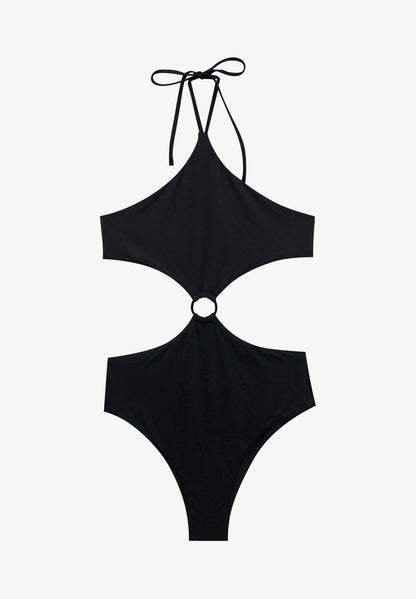 PULL & BEAR WITH CUT-OUT AND RING DETAIL - Badeanzug - Black