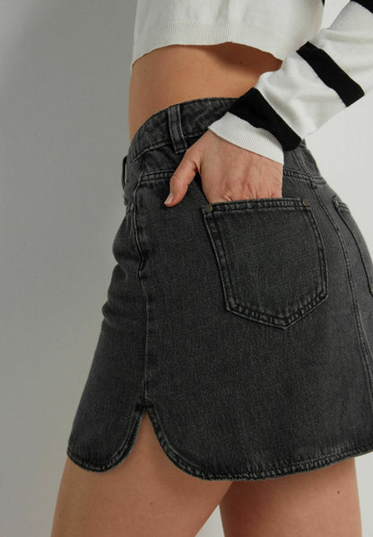  4 TASCHE - Jeansrock - Schwarz V Nero Delave