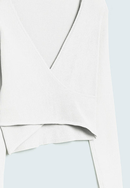 Stradivarius WRAP - Langarmshirt - Off White
