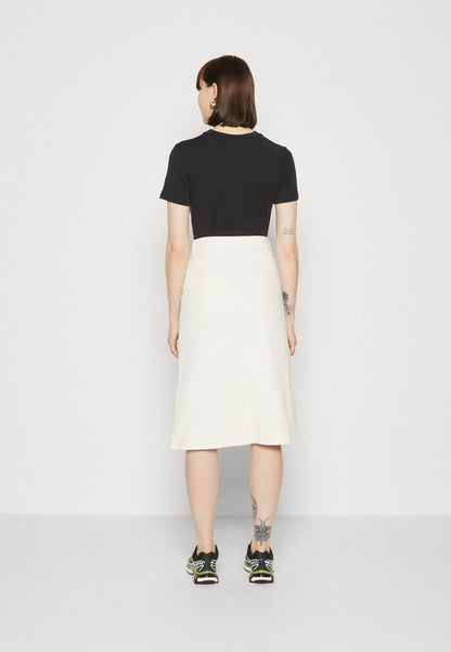 Selected Femme SLFVINNIE MIDI SKIRT - Jeansrock - Whisper White