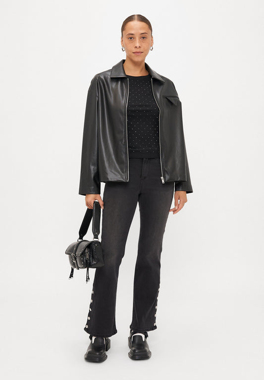 ONLY Petite ONLWAUW MID WAIST - Flared Jeans - Washed Black