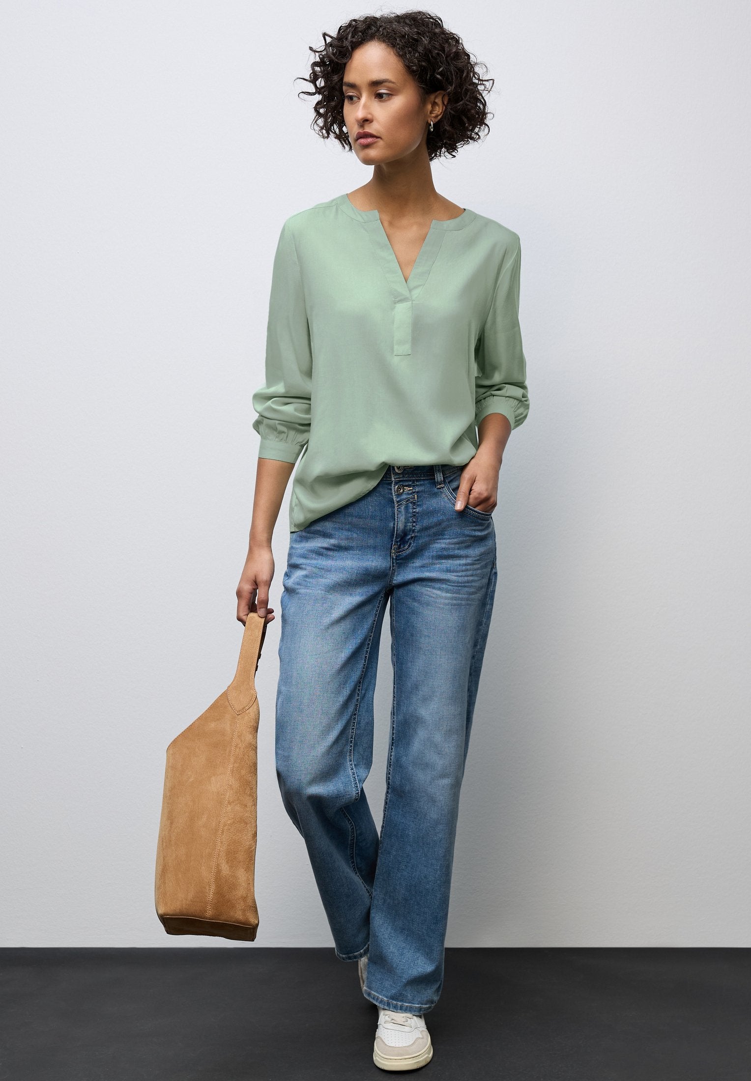 STREET ONE SPLIT NECK - Blouse - Grün