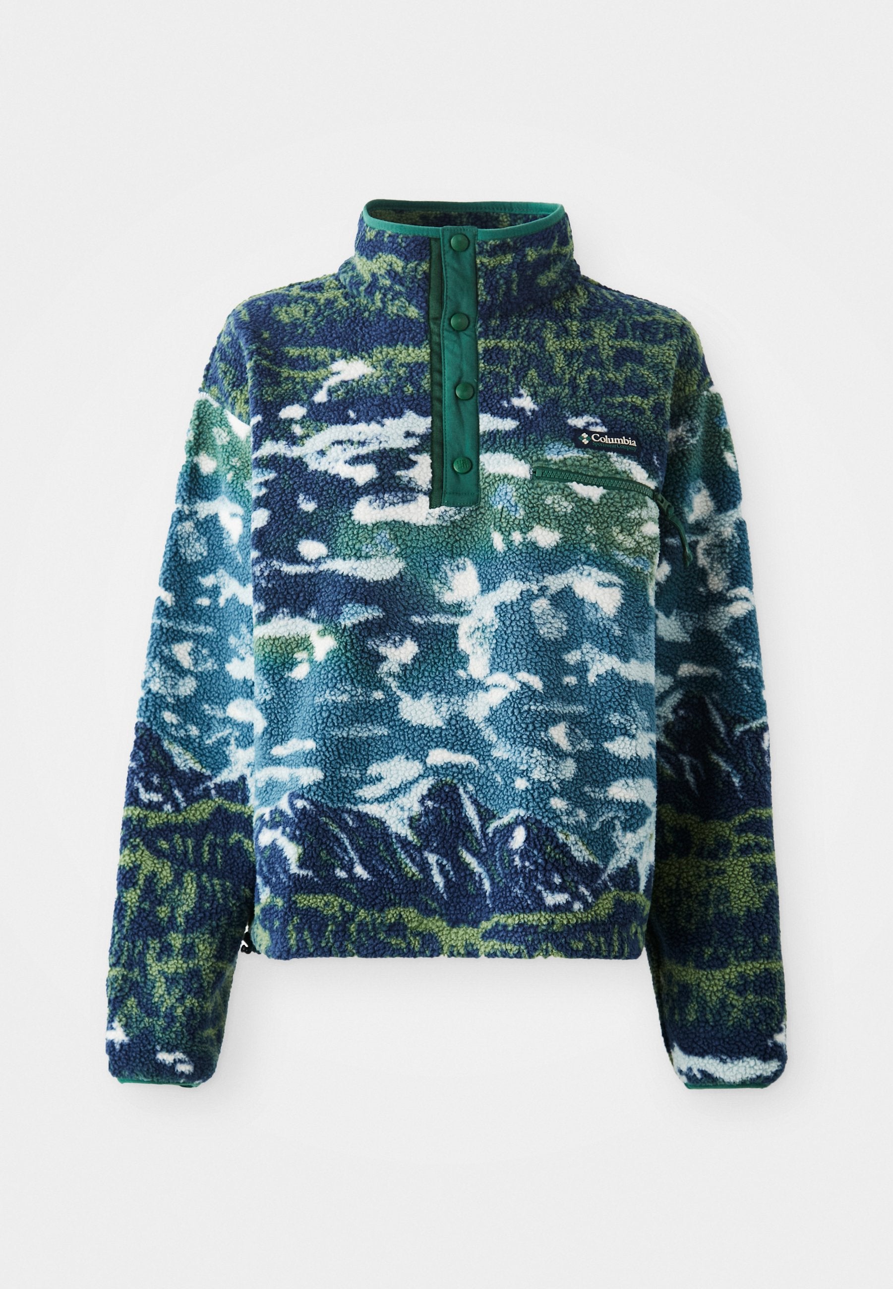 Columbia HELVETIA™ II PRINTED CROPPED HALF SNAP - Fleece Jumper - Everblue Sisters/rain Forest