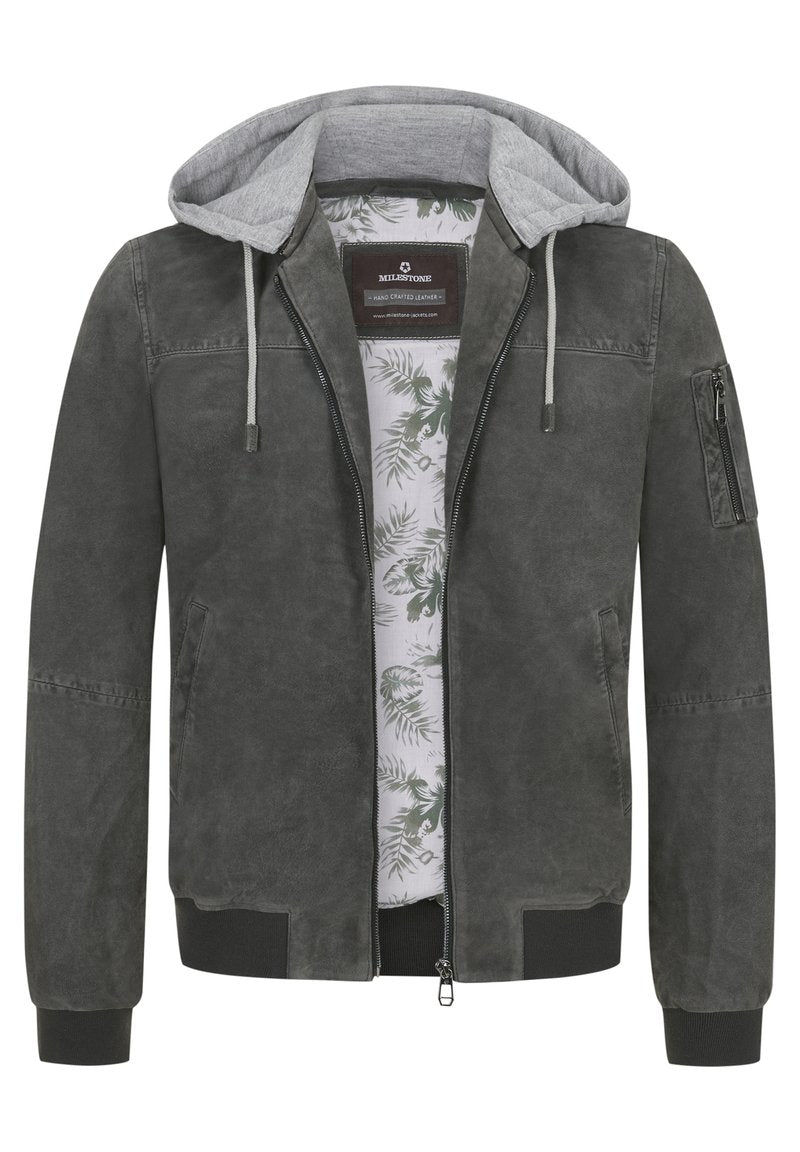 MILESTONE MSHECTOR - Lederjacke - Dunkelgrau