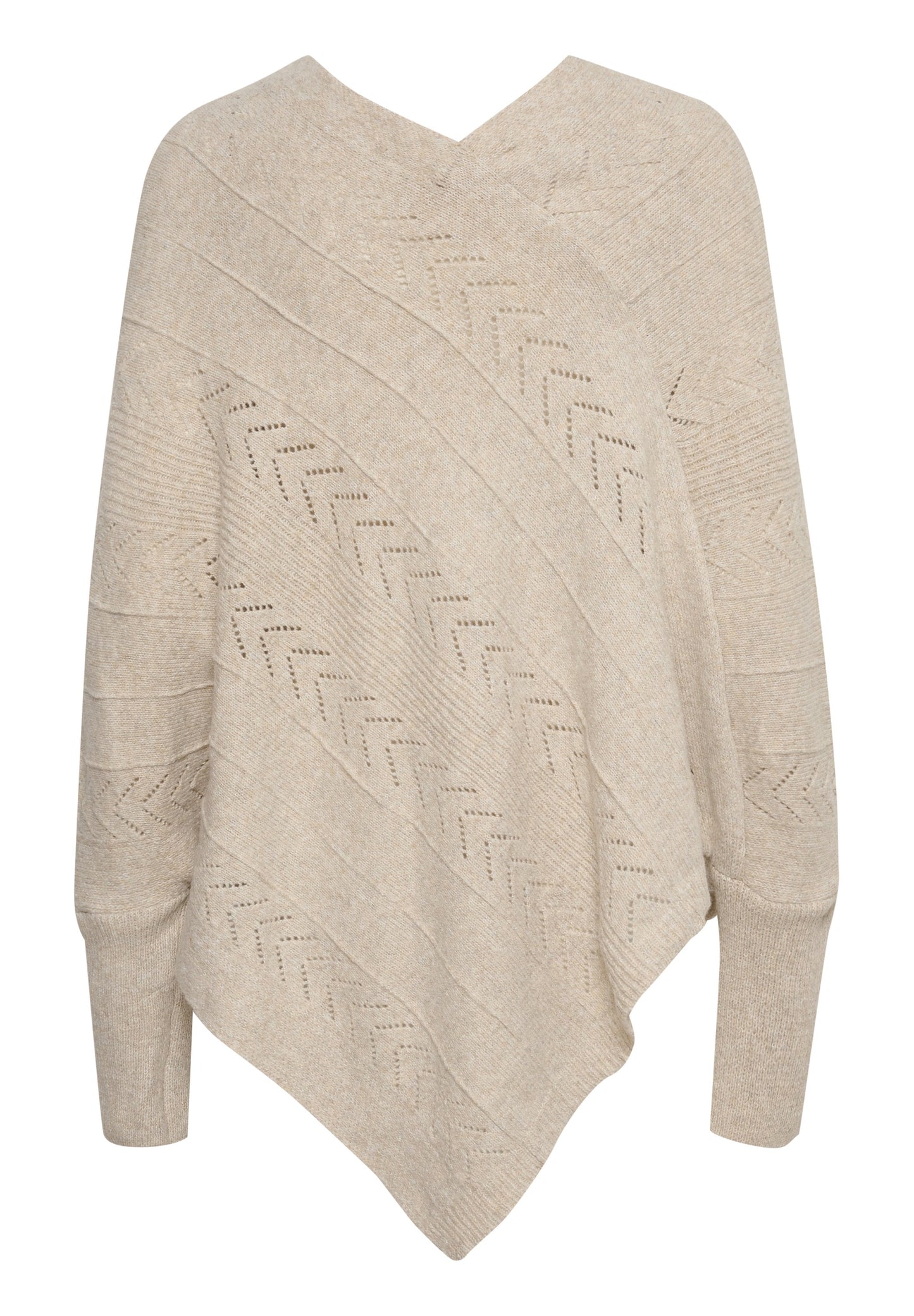 Cream HOLIDAY PONCHO - Jumper - Oat Melange