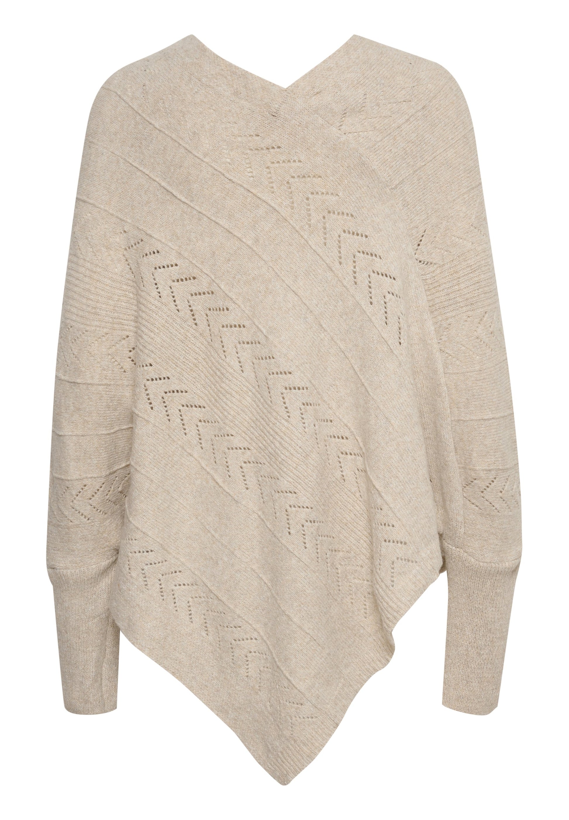 Cream HOLIDAY PONCHO - Jumper - Oat Melange