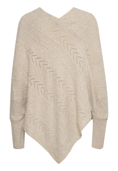 Cream HOLIDAY PONCHO - Jumper - Oat Melange