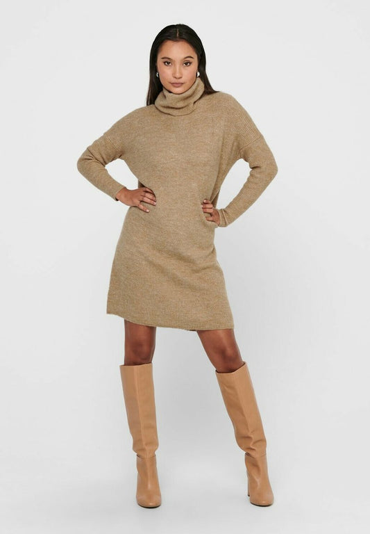 ONLY LONGSLEEVE ONLJANAPULLO - Strickkleid - Beige