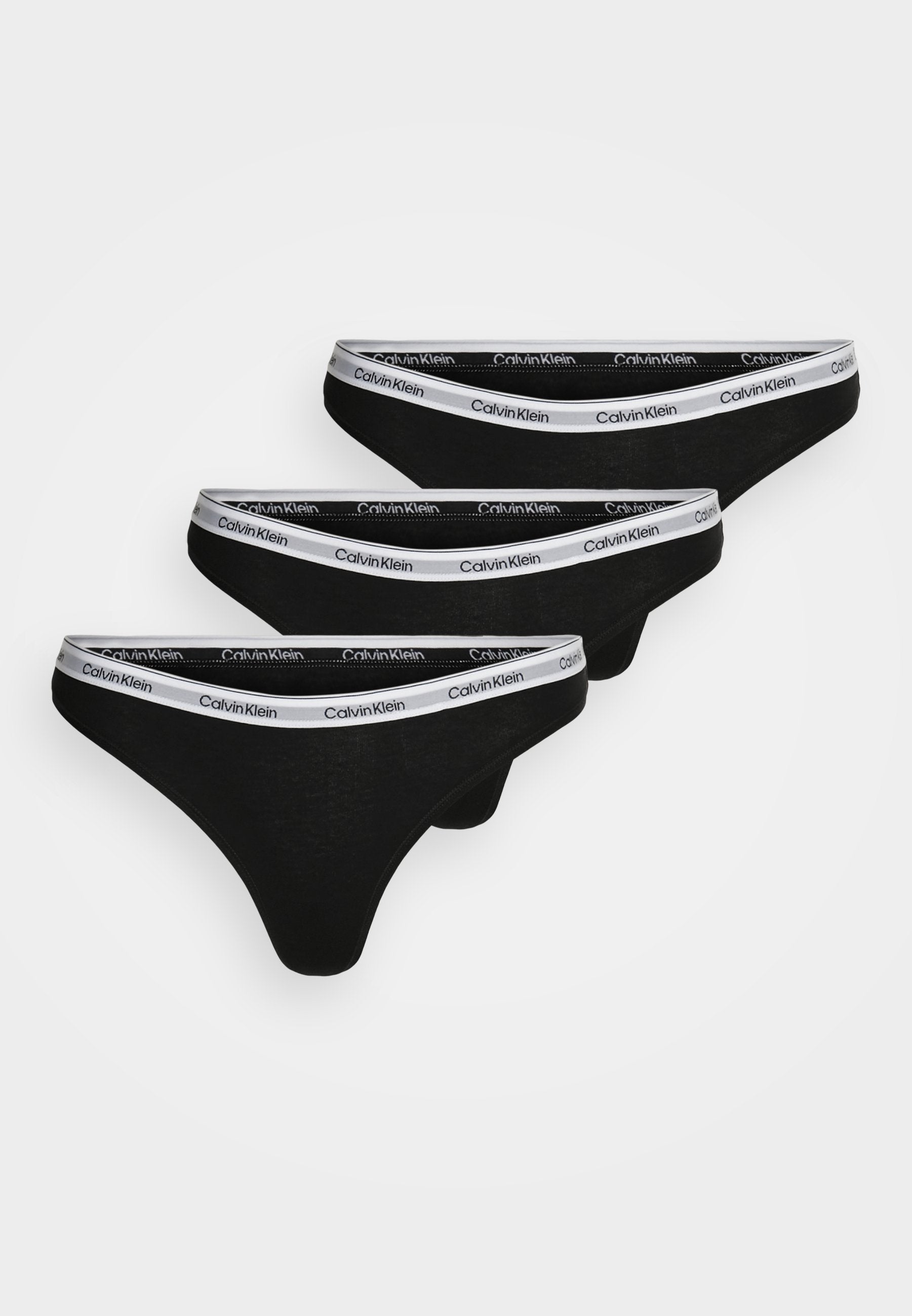 CALVIN KLEIN UNDERWEAR THONG LOGO ICON 3 PACK - Thong - Schwarz/grau