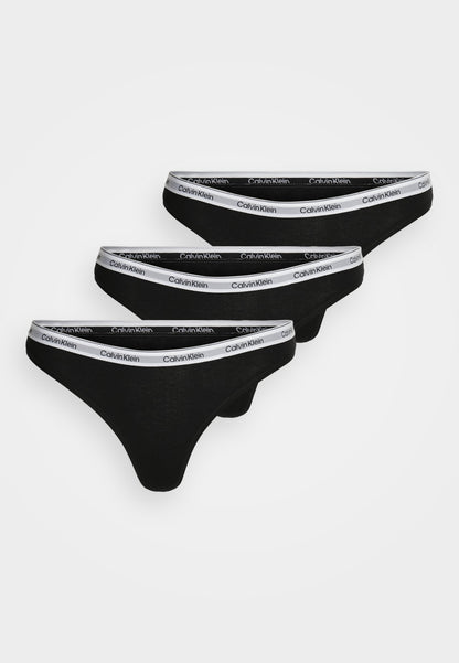CALVIN KLEIN UNDERWEAR THONG LOGO ICON 3 PACK - Thong - Schwarz/grau