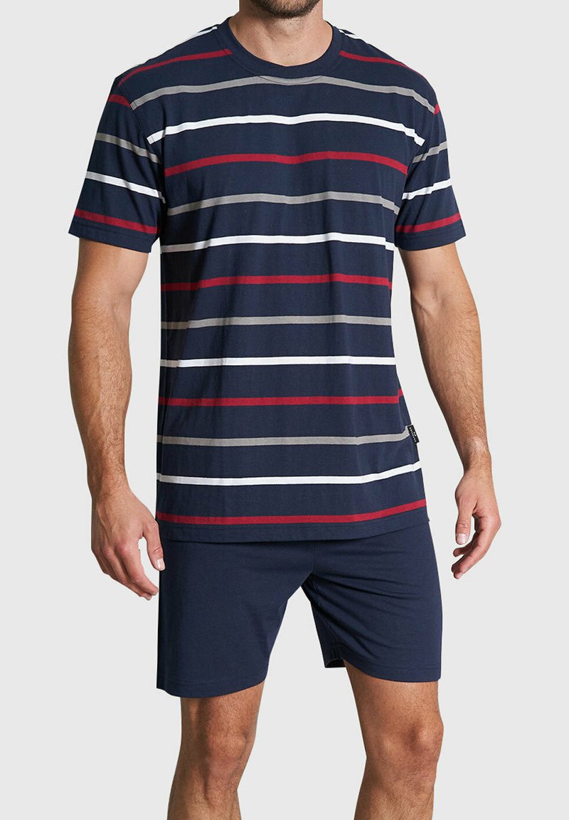  RUNDHALS KLIMA AKTIV BÜG SET - Nachtwäsche Set - Navy Gestreift
