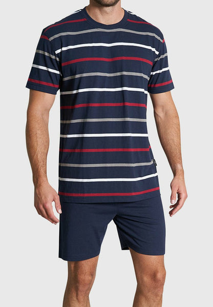 RUNDHALS KLIMA AKTIV BÜG SET - Nachtwäsche Set - Navy Gestreift