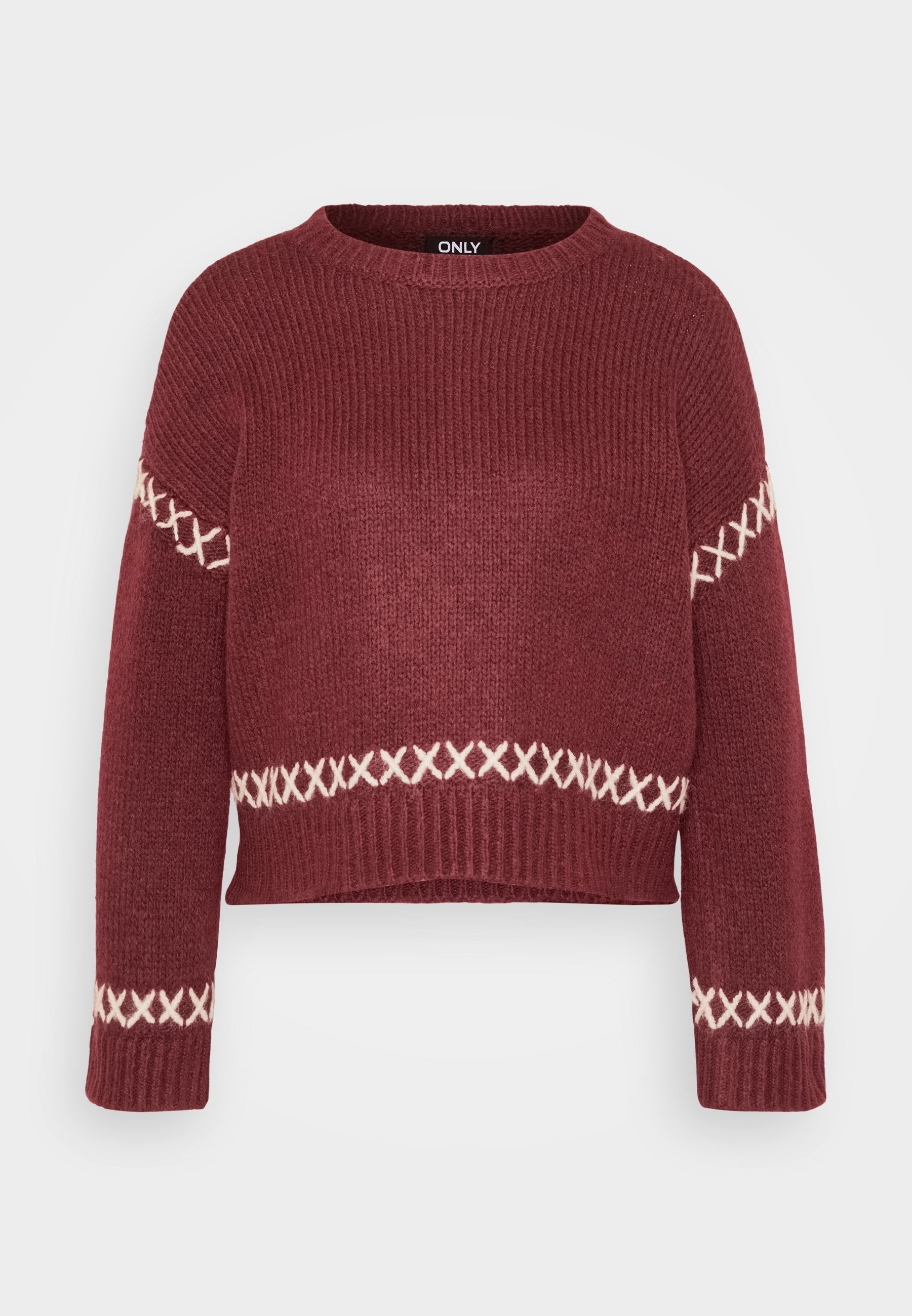 ONLY Petite ONLAMANDA LIFE O NECK DETAIL - Jumper - Cabernet/cloud Dancer