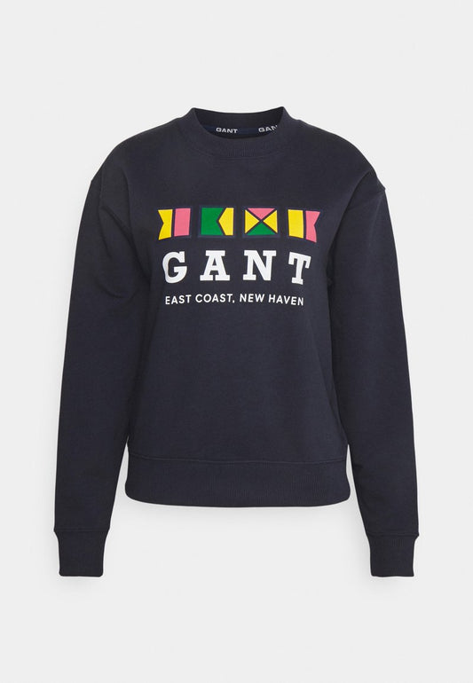 Gant FLAGS C NECK - Sweatshirt - Evening Blue