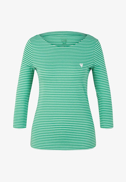 Tom Tailor GESTREIFTES MIT 3/4 ARM - Langarmshirt - Green Offwhite Thin Stripe