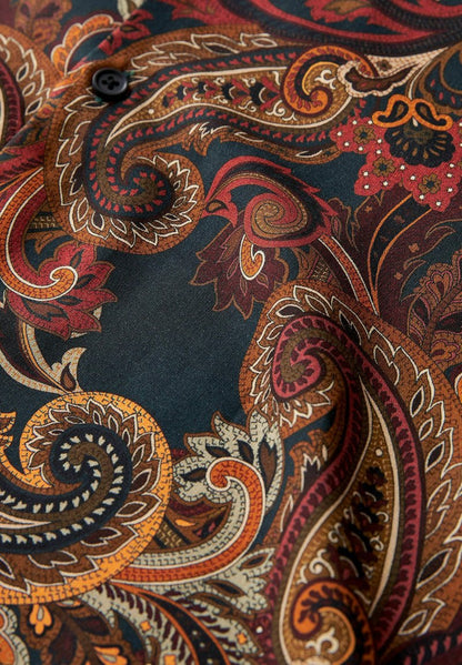 Next SHORT SLEEVE PRINTED - Hemd - Green/rust Brown