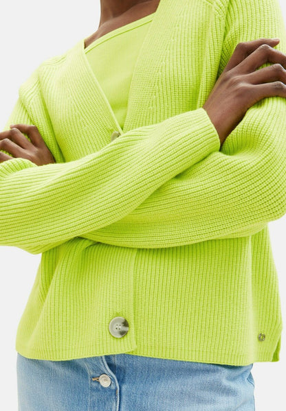 TOM TAILOR Denim V NECK - Strickjacke - Neon Lime
