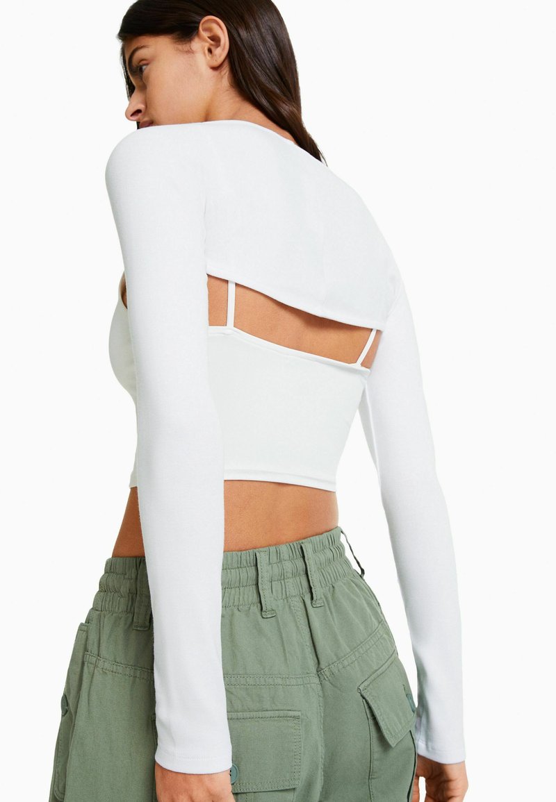 BERSHKA STRAPPY WITH LONG SLEEVES - Strickjacke - Off White
