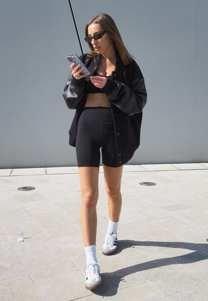 Gina Tricot SAMANTHA BIKER PANTS - Shorts - Black