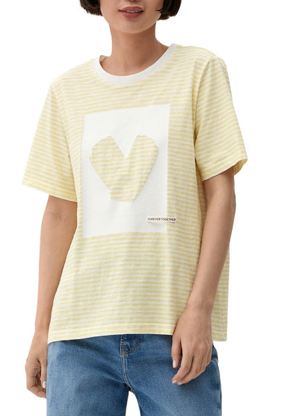 S.Oliver RAYÉ À IMPRIMÉ SUR LE DEVANT - T-Shirt Print - Helles Zitrone