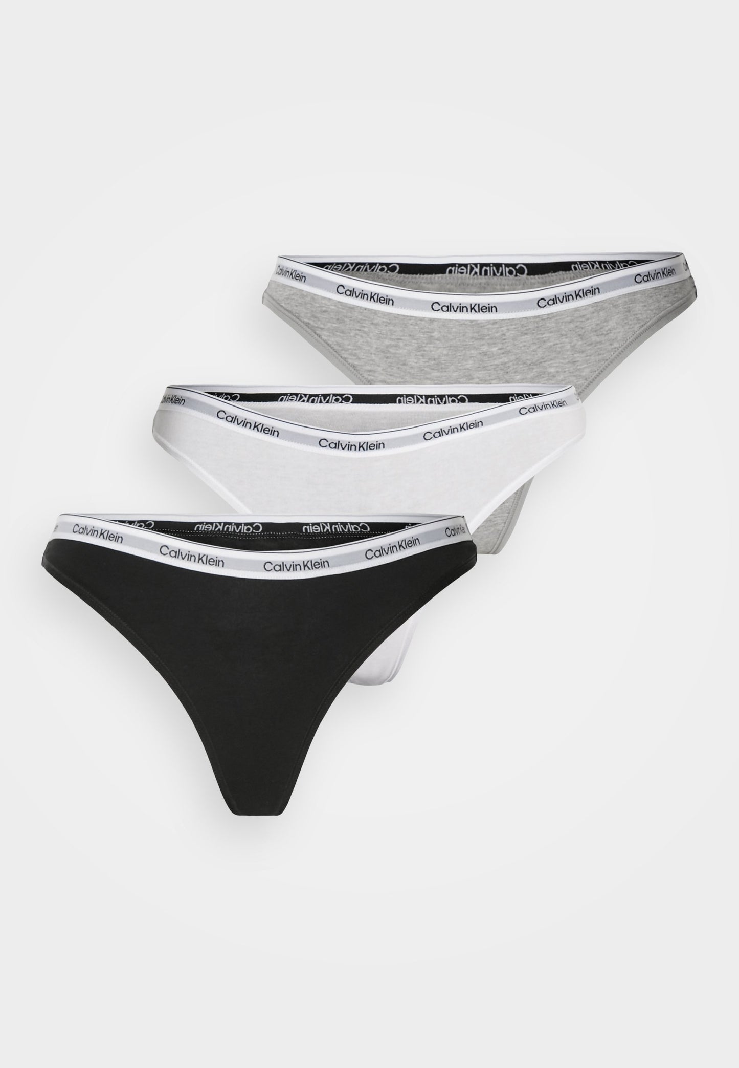 CALVIN KLEIN UNDERWEAR THONG LOGO ICON 3 PACK - Thong - Schwarz/grau