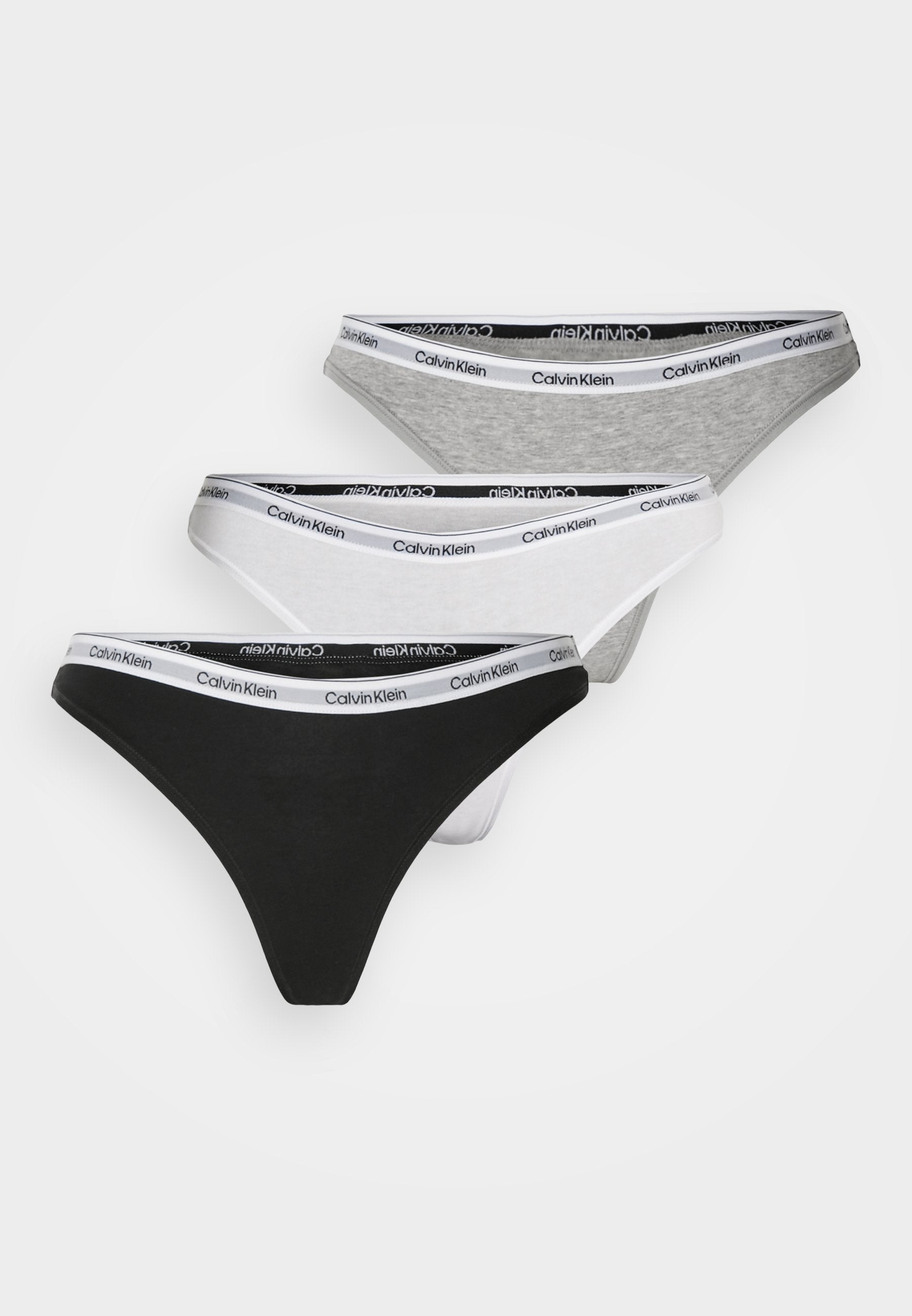 CALVIN KLEIN UNDERWEAR THONG LOGO ICON 3 PACK - Thong - Schwarz/grau