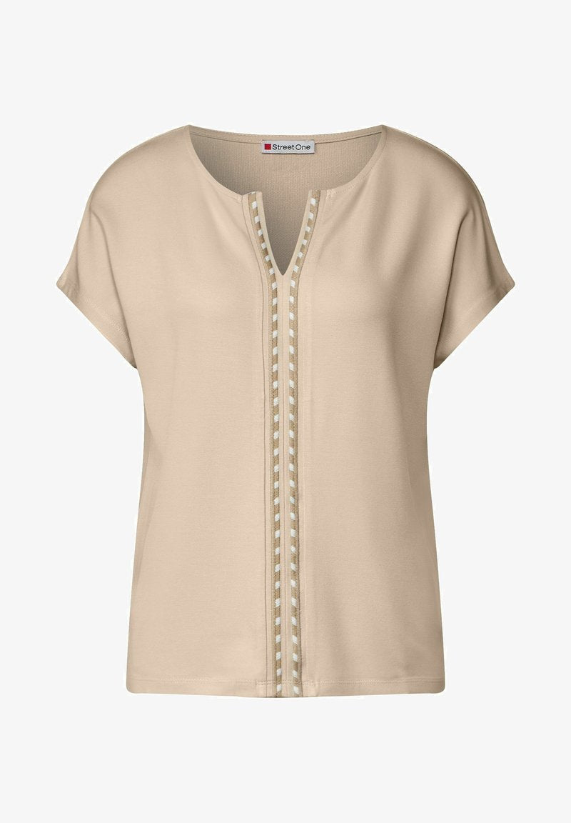 STREET ONE MIT STICKEREIDETAIL - Bluse - Light Smooth Sand