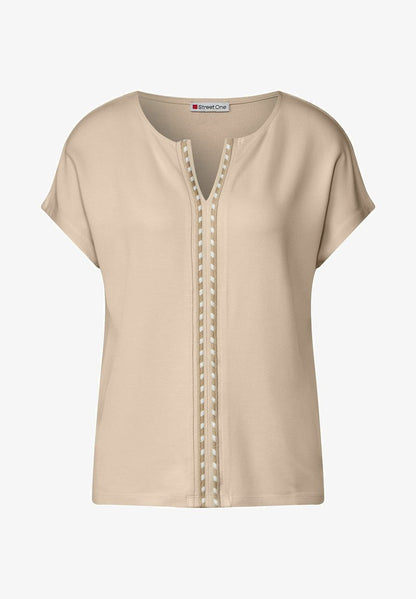 STREET ONE MIT STICKEREIDETAIL - Bluse - Light Smooth Sand