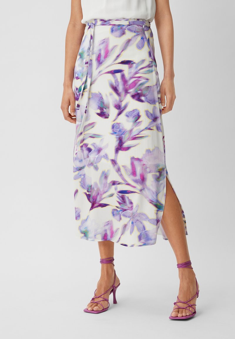 Comma MIDI MIT ALLOVER PRINT - A-Linien-Rock - Weiß
