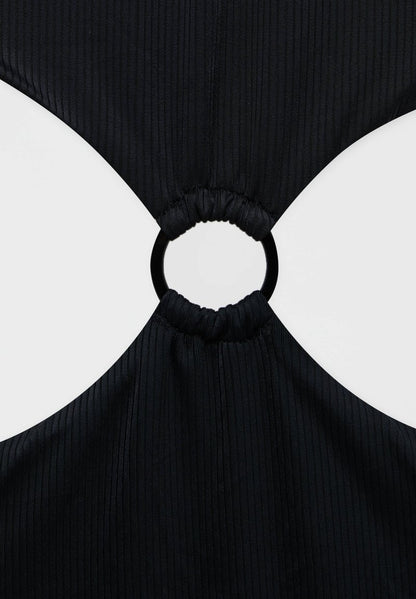 PULL & BEAR WITH CUT-OUT AND RING DETAIL - Badeanzug - Black