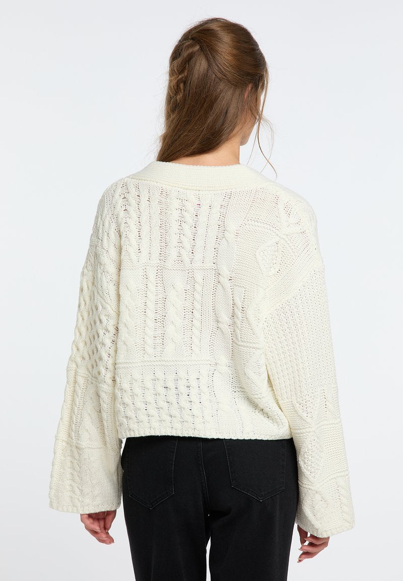 IZIA CROPPED GAYA - Strickjacke - Wollweiss