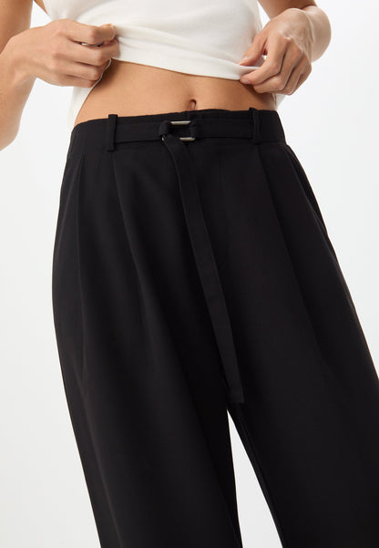 Stradivarius WIDE-LEG WITH BUCKLE DETAIL - Trousers - Black