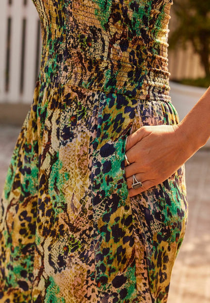  HALTER BANDEAU - Jumpsuit - Green Snake Print